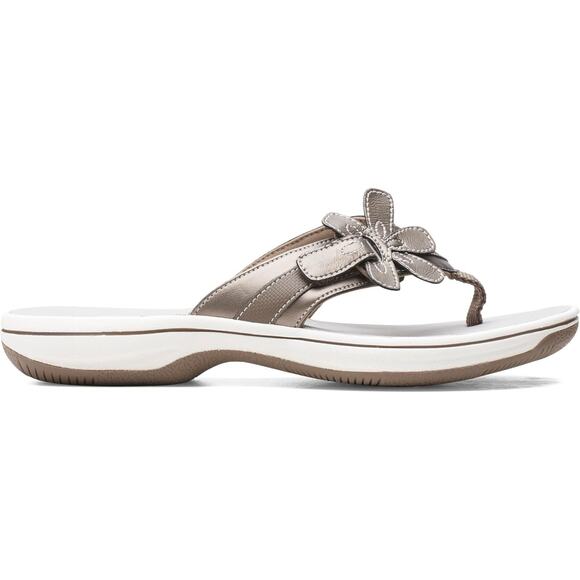 Clarks Women s Cloudsteppers Brinkley Flora Flip Flops, Pewter Size 9M - Picture 3 of 5